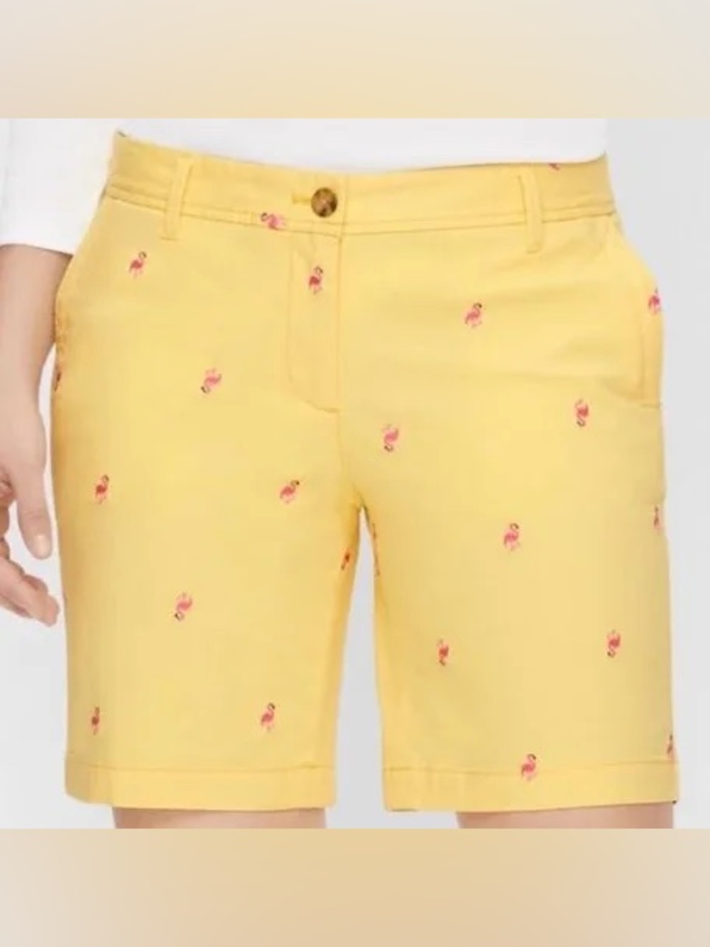 Talbots Flamingo Embroidered 7” Relaxed Chino Shorts Women’s Size 18W plus